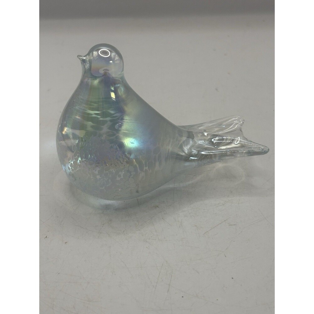 Rainbow Snow Bird Figurine Iridescent Art Glass Matte Finish 5” - Picture 5 of 9